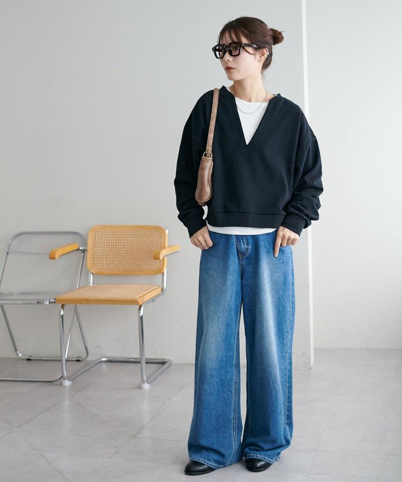 【新色追加!/WEB限定】深Vショート丈スウェット