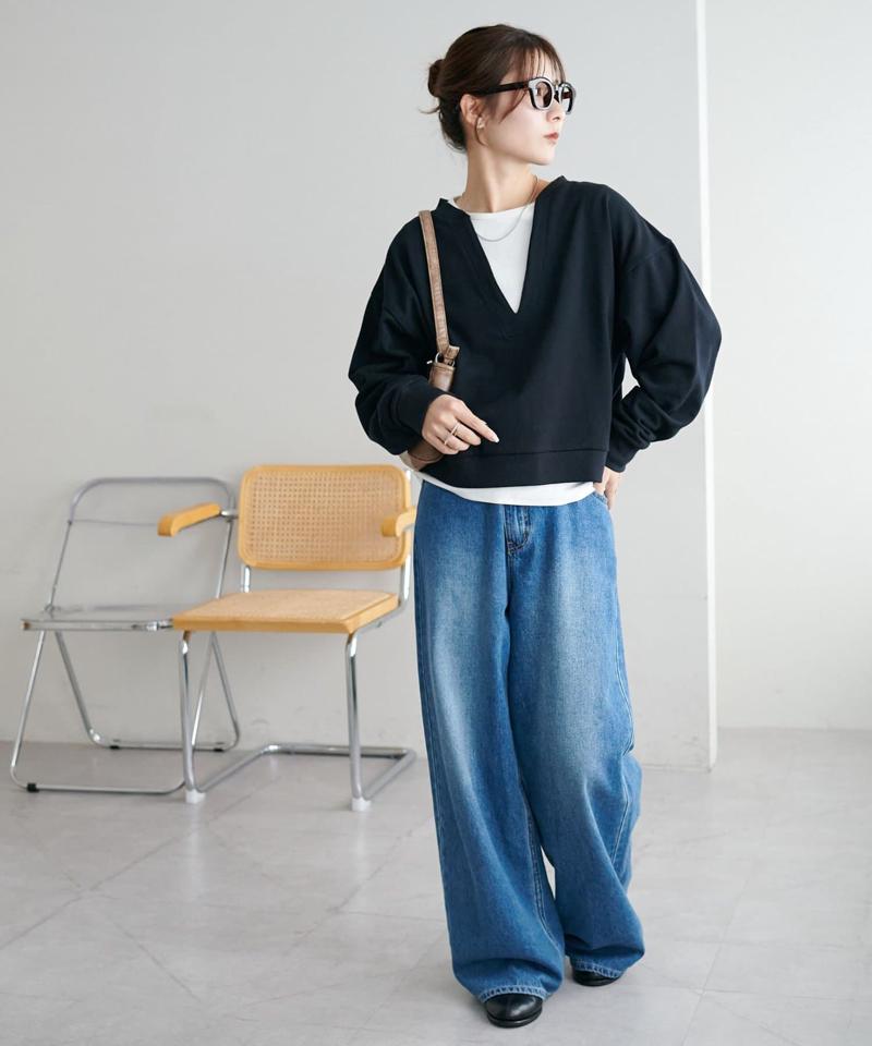 【新色追加!/WEB限定】深Vショート丈スウェット
