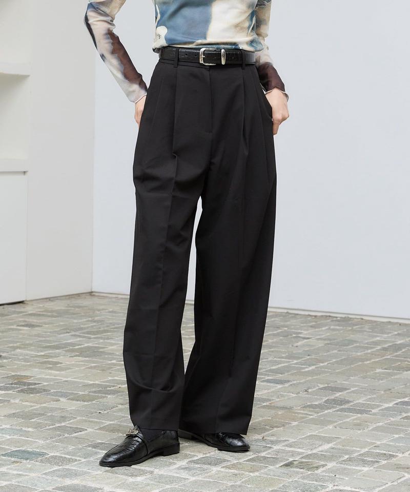 《-3キロ見え》2タックベーシックワイドパンツ