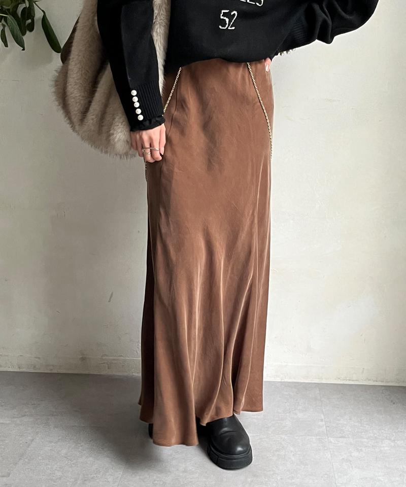 キュプラ混フレアスカート