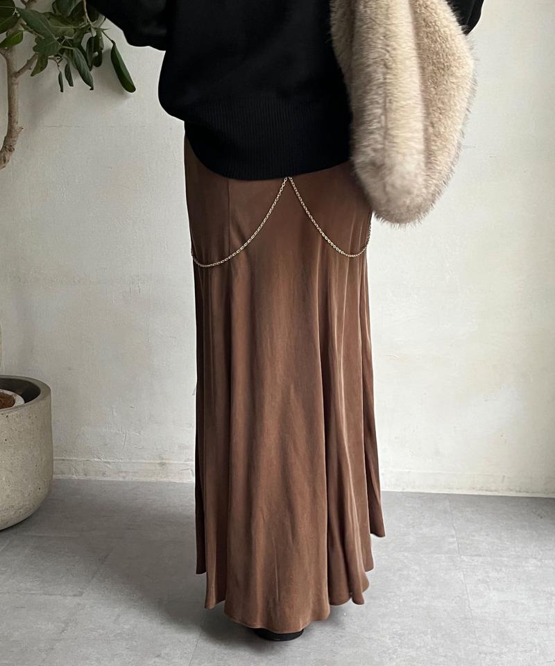 キュプラ混フレアスカート