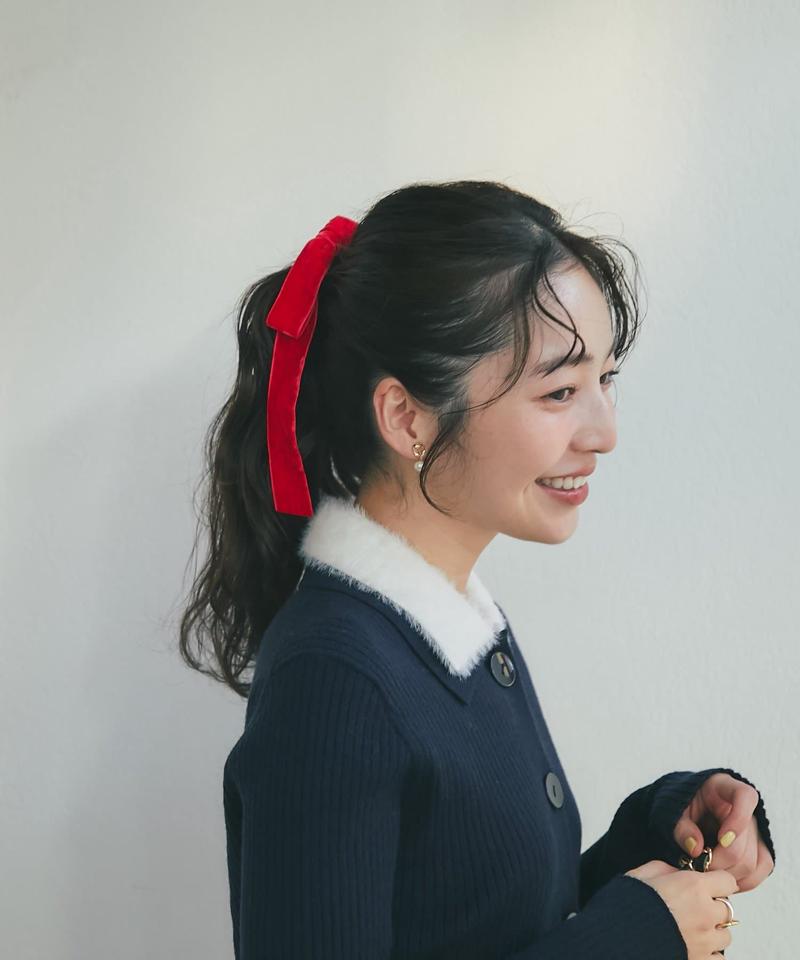 【新色追加！・お上品リボン】ベルベットヘアゴム
