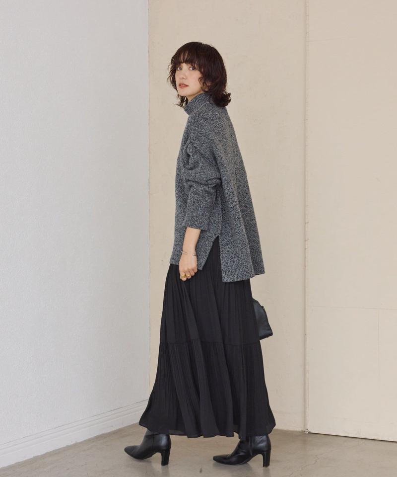 予約【暖かな素材感/リバイバル】MIXヤーンタートルニット