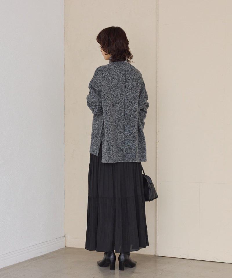 予約【暖かな素材感/リバイバル】MIXヤーンタートルニット