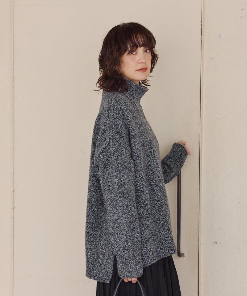 予約【暖かな素材感/リバイバル】MIXヤーンタートルニット
