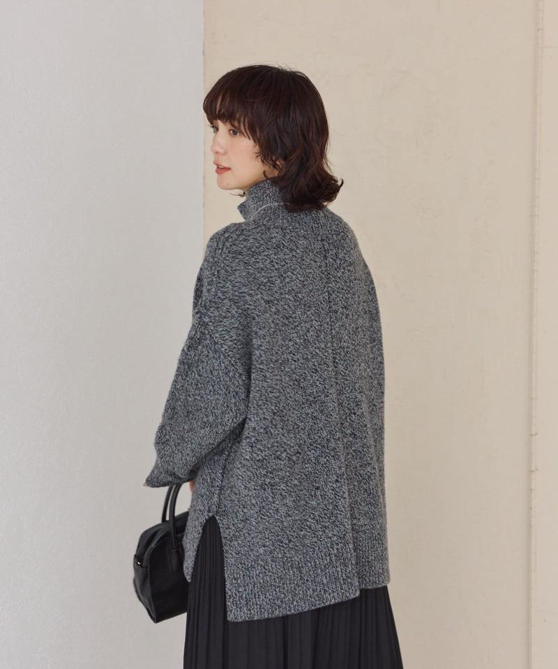 予約【暖かな素材感/リバイバル】MIXヤーンタートルニット