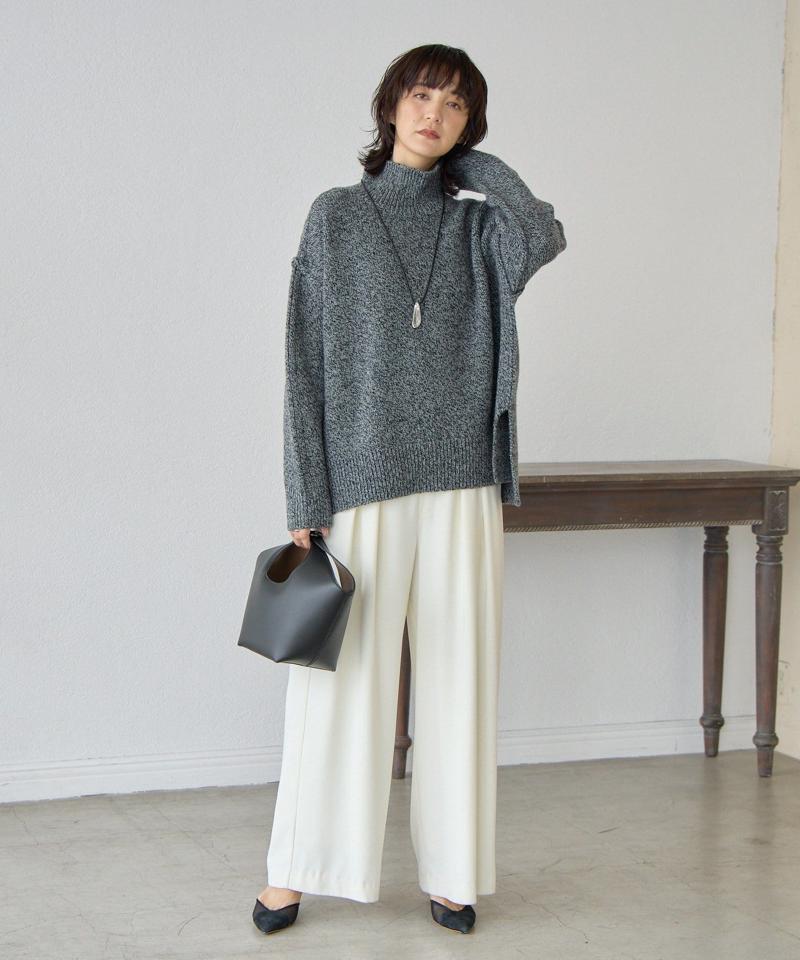 予約【暖かな素材感/リバイバル】MIXヤーンタートルニット