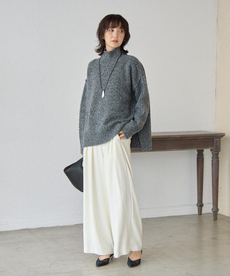 予約【暖かな素材感/リバイバル】MIXヤーンタートルニット