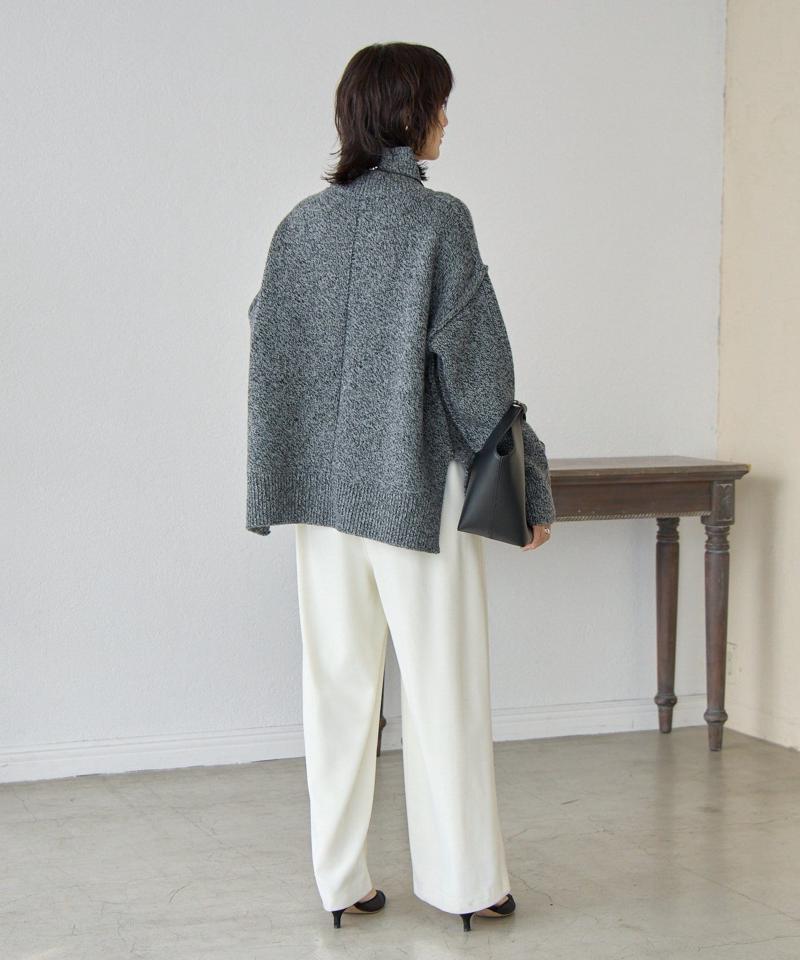 予約【暖かな素材感/リバイバル】MIXヤーンタートルニット