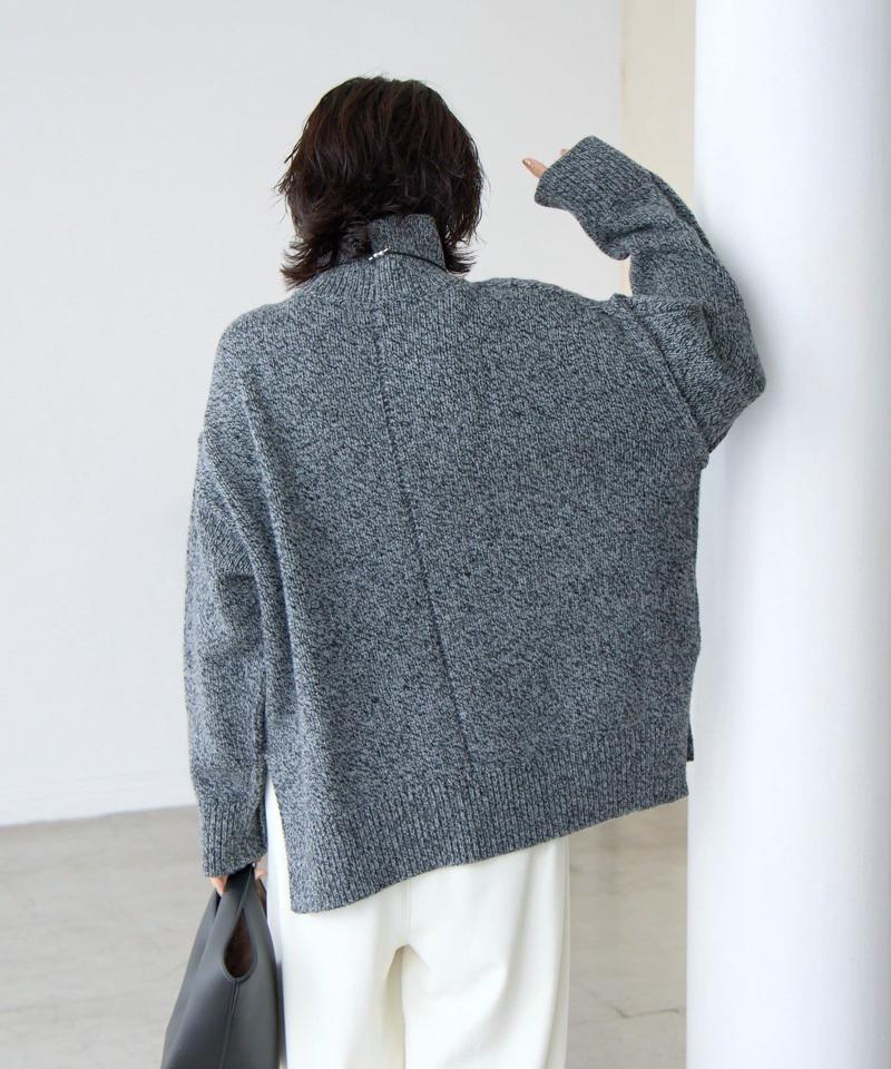 予約【暖かな素材感/リバイバル】MIXヤーンタートルニット