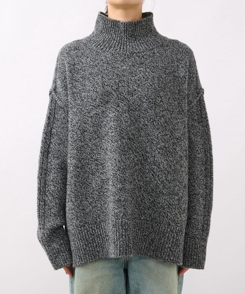 予約【暖かな素材感/リバイバル】MIXヤーンタートルニット