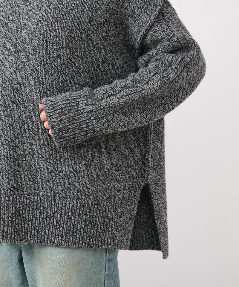 予約【暖かな素材感/リバイバル】MIXヤーンタートルニット