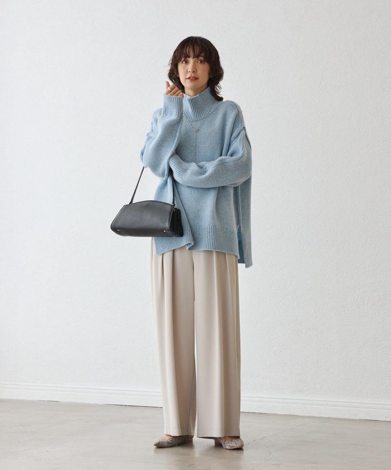 予約【暖かな素材感/リバイバル】MIXヤーンタートルニット