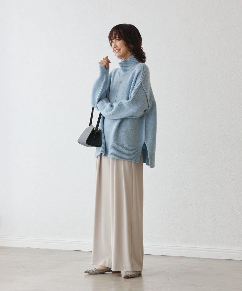 予約【暖かな素材感/リバイバル】MIXヤーンタートルニット