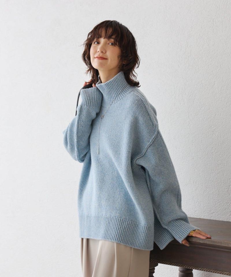 予約【暖かな素材感/リバイバル】MIXヤーンタートルニット