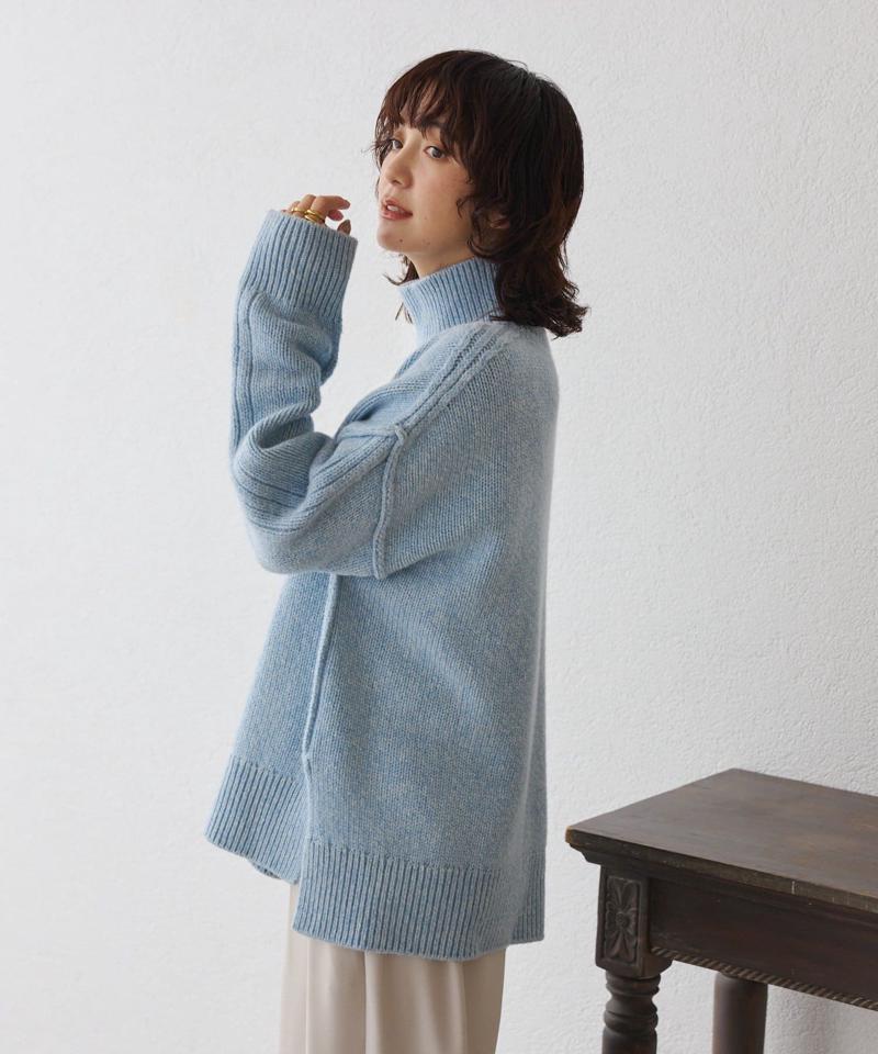 予約【暖かな素材感/リバイバル】MIXヤーンタートルニット