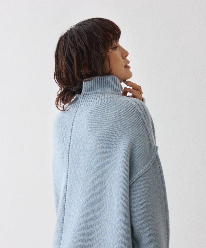 予約【暖かな素材感/リバイバル】MIXヤーンタートルニット