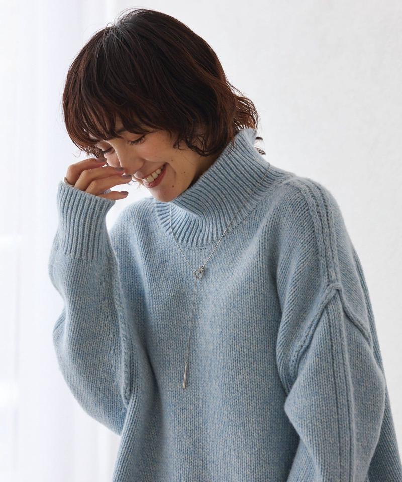 予約【暖かな素材感/リバイバル】MIXヤーンタートルニット