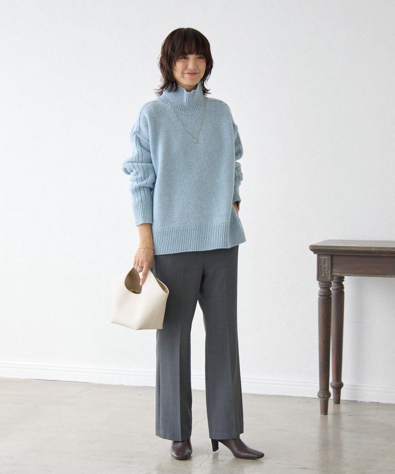 予約【暖かな素材感/リバイバル】MIXヤーンタートルニット