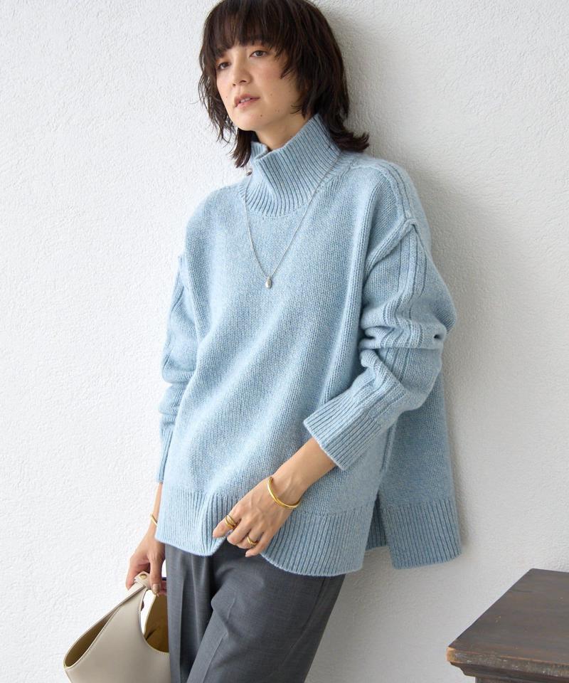 予約【暖かな素材感/リバイバル】MIXヤーンタートルニット