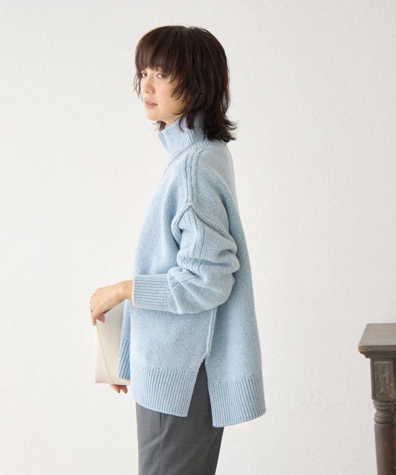 予約【暖かな素材感/リバイバル】MIXヤーンタートルニット