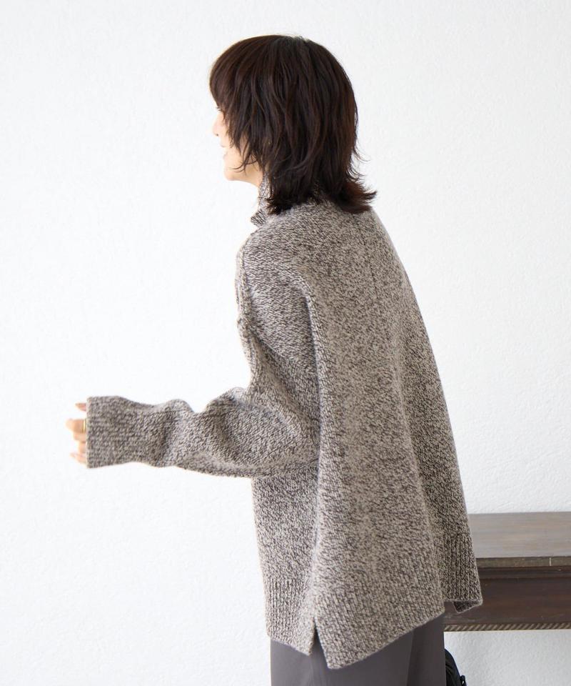 予約【暖かな素材感/リバイバル】MIXヤーンタートルニット