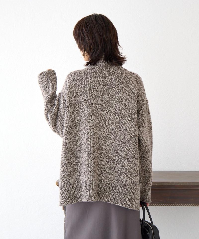 予約【暖かな素材感/リバイバル】MIXヤーンタートルニット