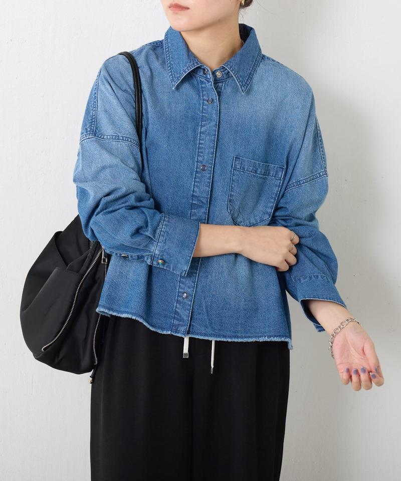 【再入荷決定！着丈２種類あり/ショート丈/ロング丈】 スナッピングデニムシャツ