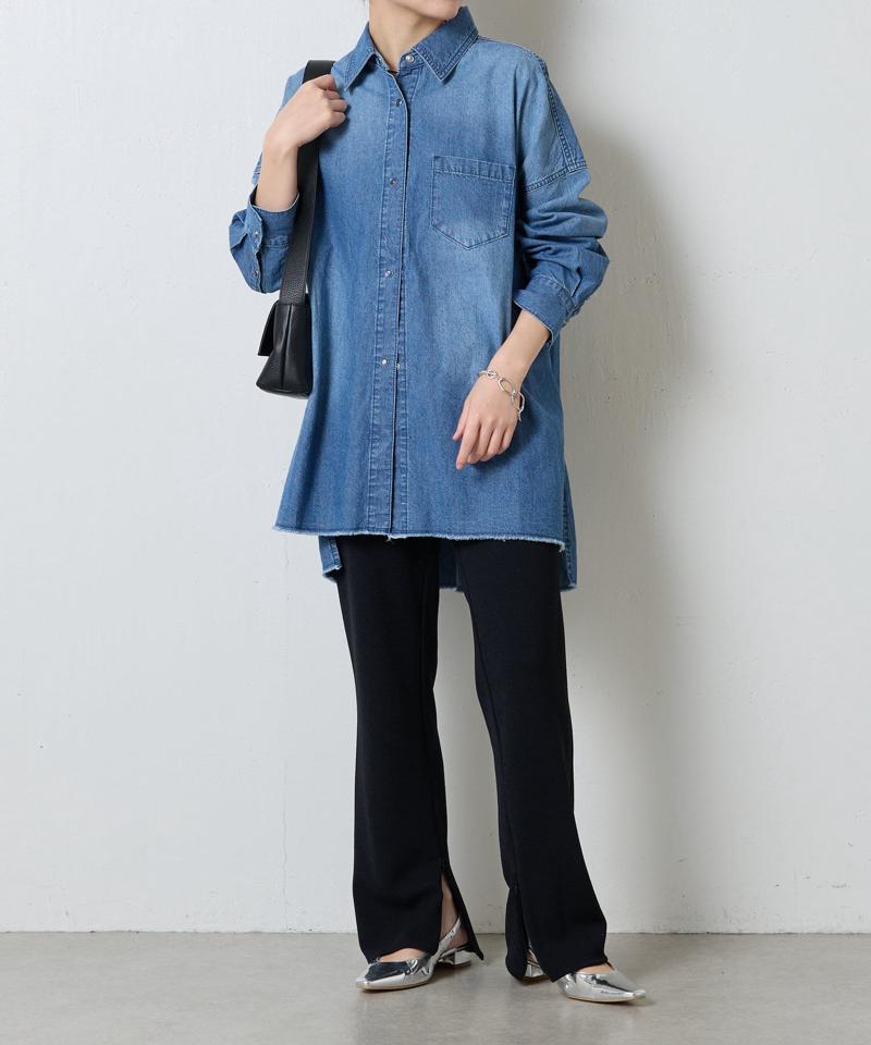 【再入荷決定！着丈２種類あり/ショート丈/ロング丈】 スナッピングデニムシャツ