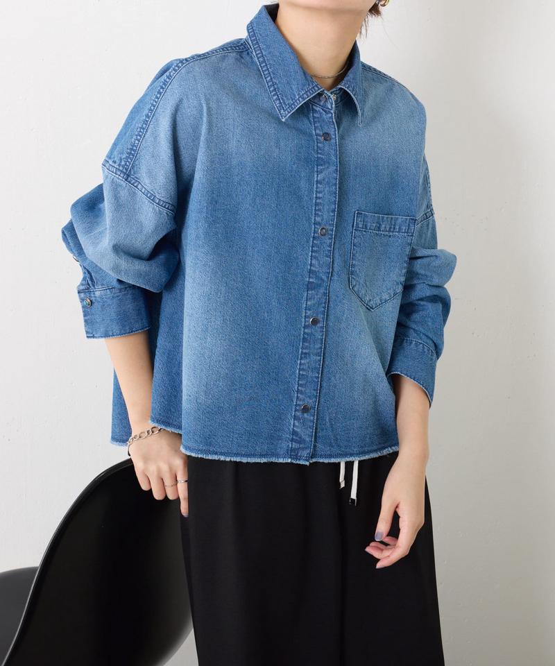 【再入荷決定！着丈２種類あり/ショート丈/ロング丈】 スナッピングデニムシャツ