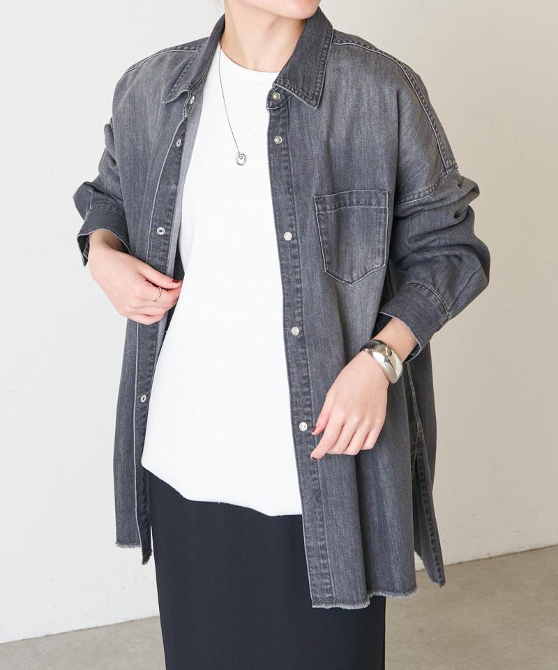 【再入荷決定！着丈２種類あり/ショート丈/ロング丈】 スナッピングデニムシャツ