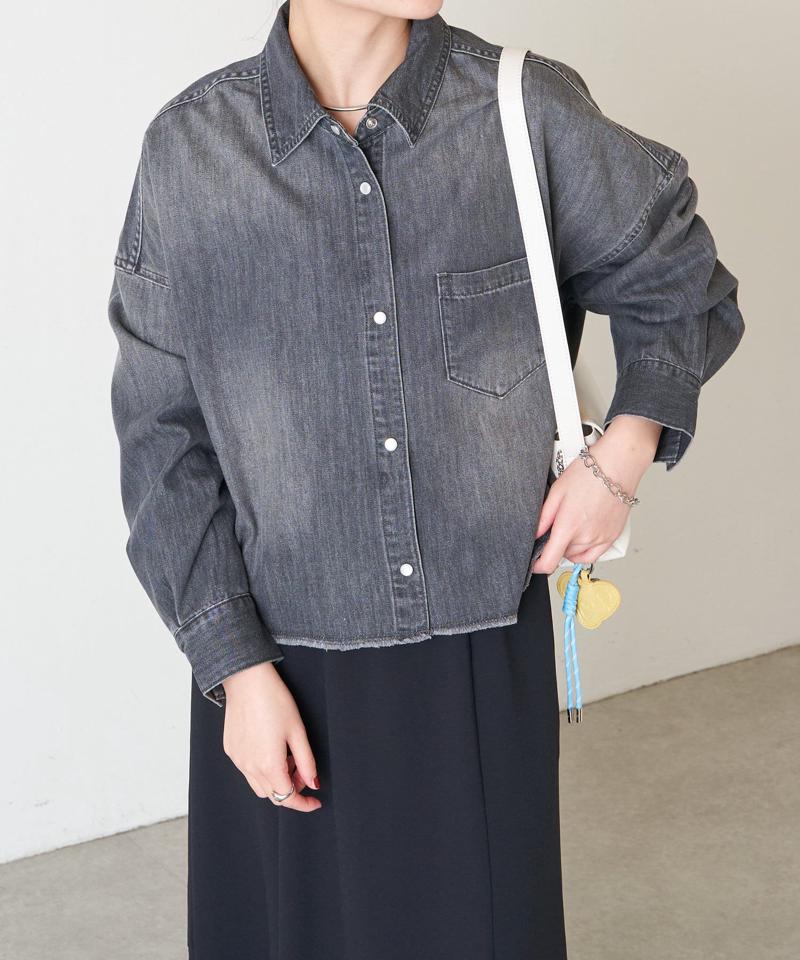 【再入荷決定！着丈２種類あり/ショート丈/ロング丈】 スナッピングデニムシャツ