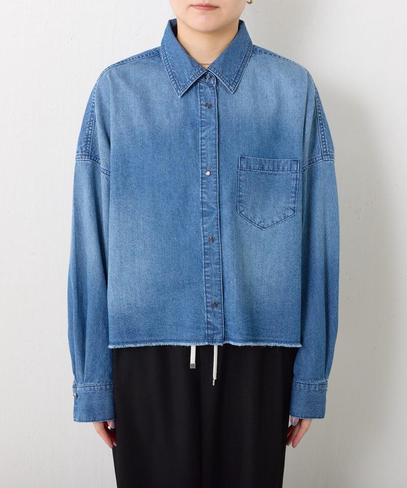 【再入荷決定！着丈２種類あり/ショート丈/ロング丈】 スナッピングデニムシャツ
