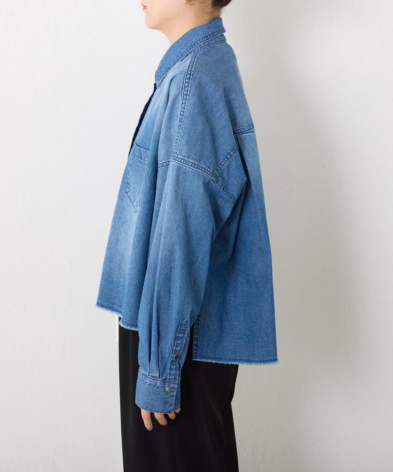 【再入荷決定！着丈２種類あり/ショート丈/ロング丈】 スナッピングデニムシャツ