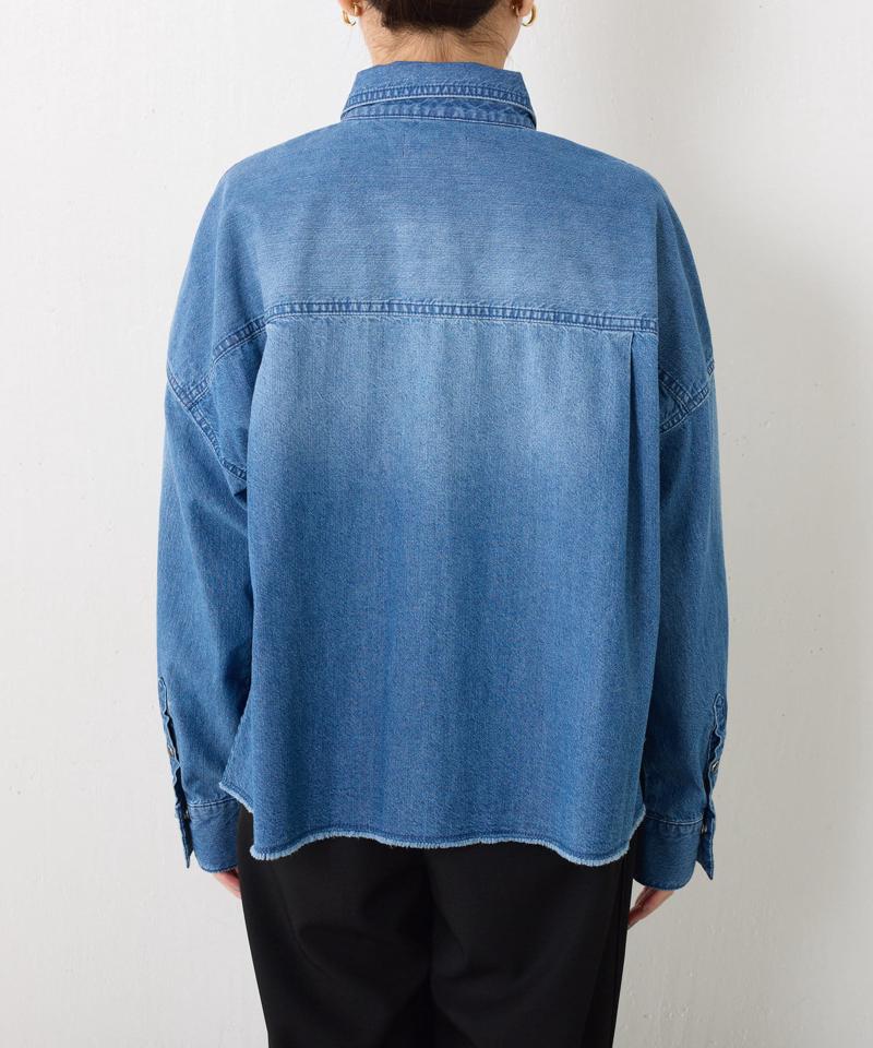 【再入荷決定！着丈２種類あり/ショート丈/ロング丈】 スナッピングデニムシャツ