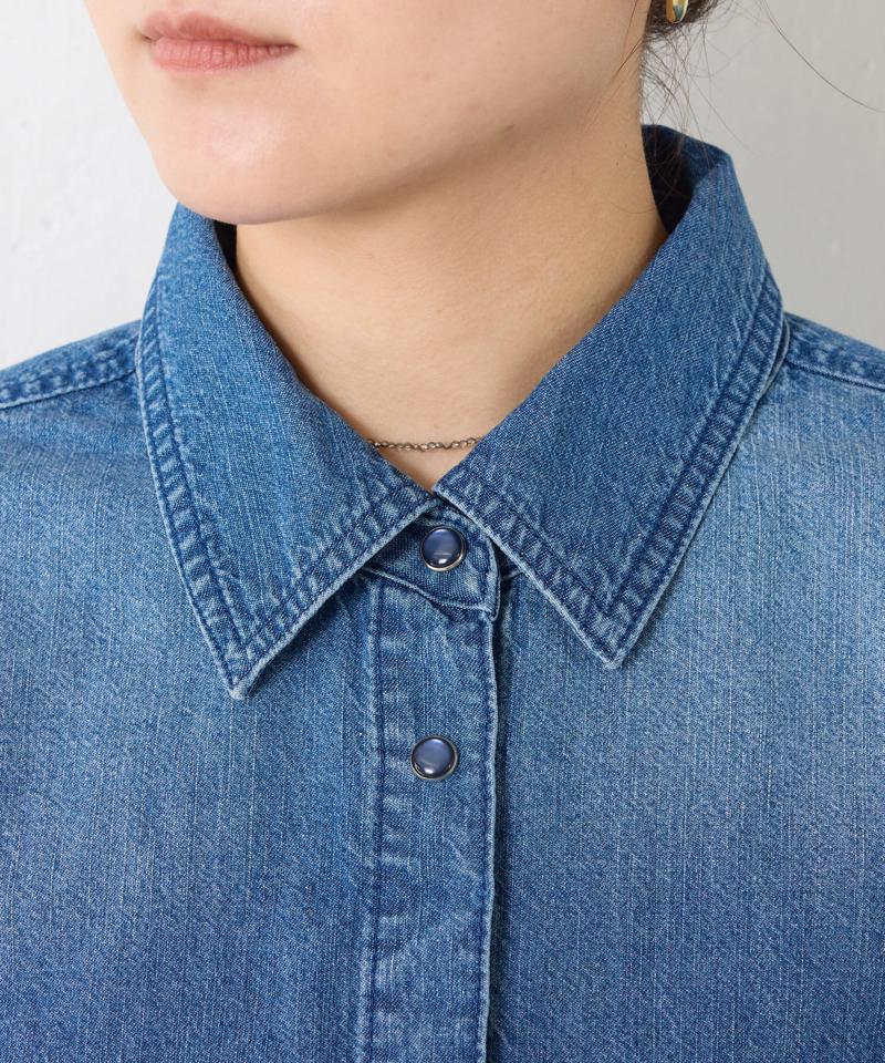 【再入荷決定！着丈２種類あり/ショート丈/ロング丈】 スナッピングデニムシャツ