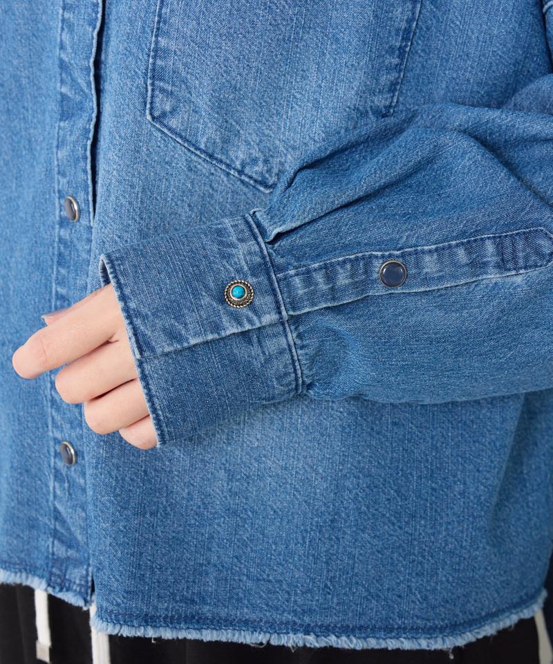 【再入荷決定！着丈２種類あり/ショート丈/ロング丈】 スナッピングデニムシャツ