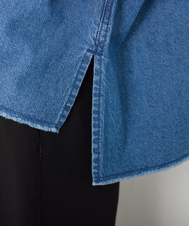【再入荷決定！着丈２種類あり/ショート丈/ロング丈】 スナッピングデニムシャツ