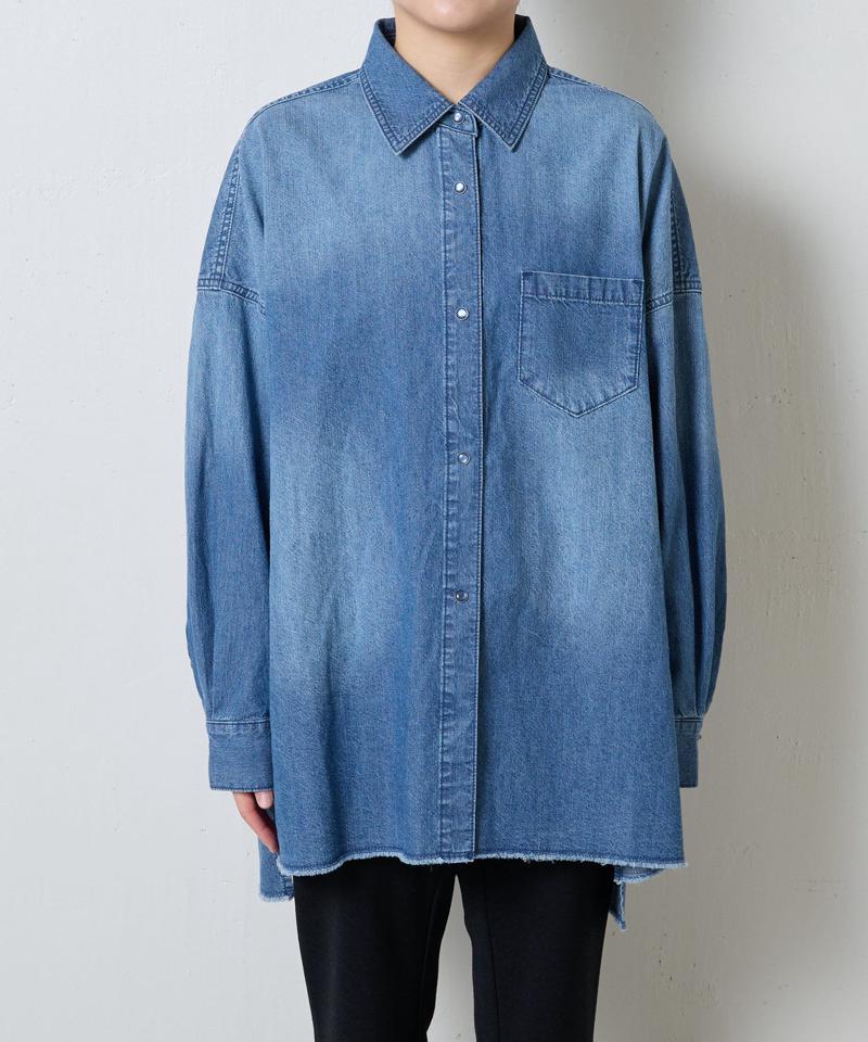 【再入荷決定！着丈２種類あり/ショート丈/ロング丈】 スナッピングデニムシャツ