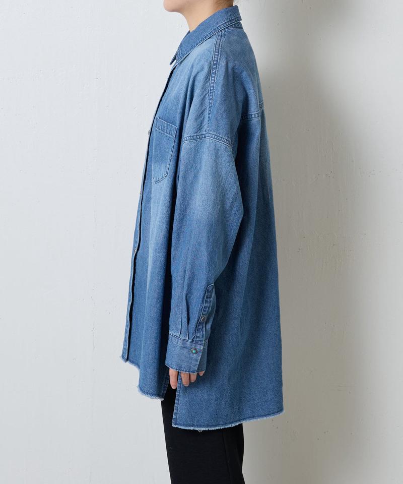 【再入荷決定！着丈２種類あり/ショート丈/ロング丈】 スナッピングデニムシャツ