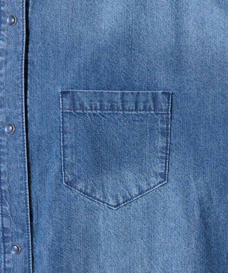 【再入荷決定！着丈２種類あり/ショート丈/ロング丈】 スナッピングデニムシャツ