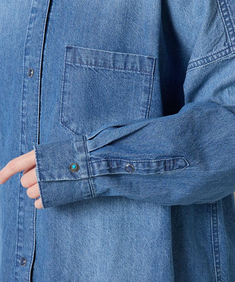 【再入荷決定！着丈２種類あり/ショート丈/ロング丈】 スナッピングデニムシャツ