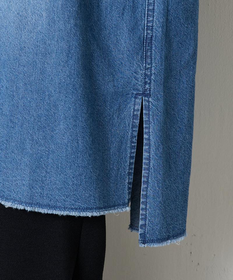 【再入荷決定！着丈２種類あり/ショート丈/ロング丈】 スナッピングデニムシャツ