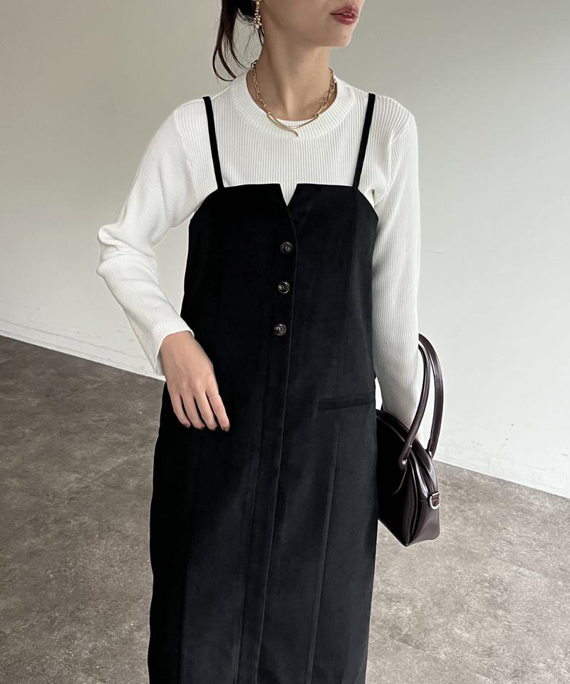 Iラインキャミワンピース×ニットプルオーバー