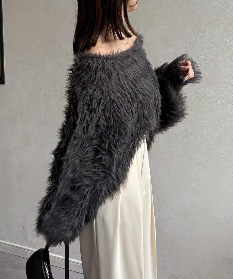 ショート丈ボリュームシャギーニット