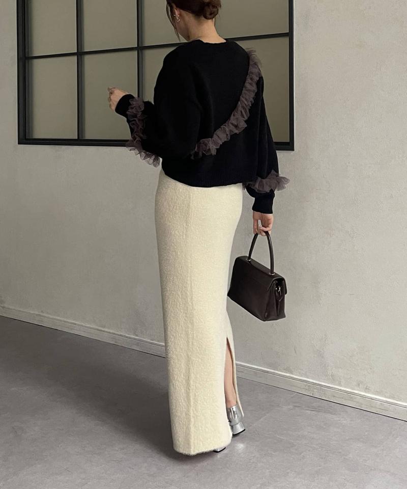 アシメチュールフリルニット