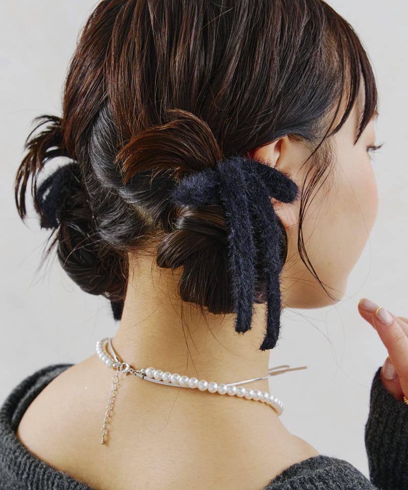 シャギーリボンヘアゴムセット(2P)