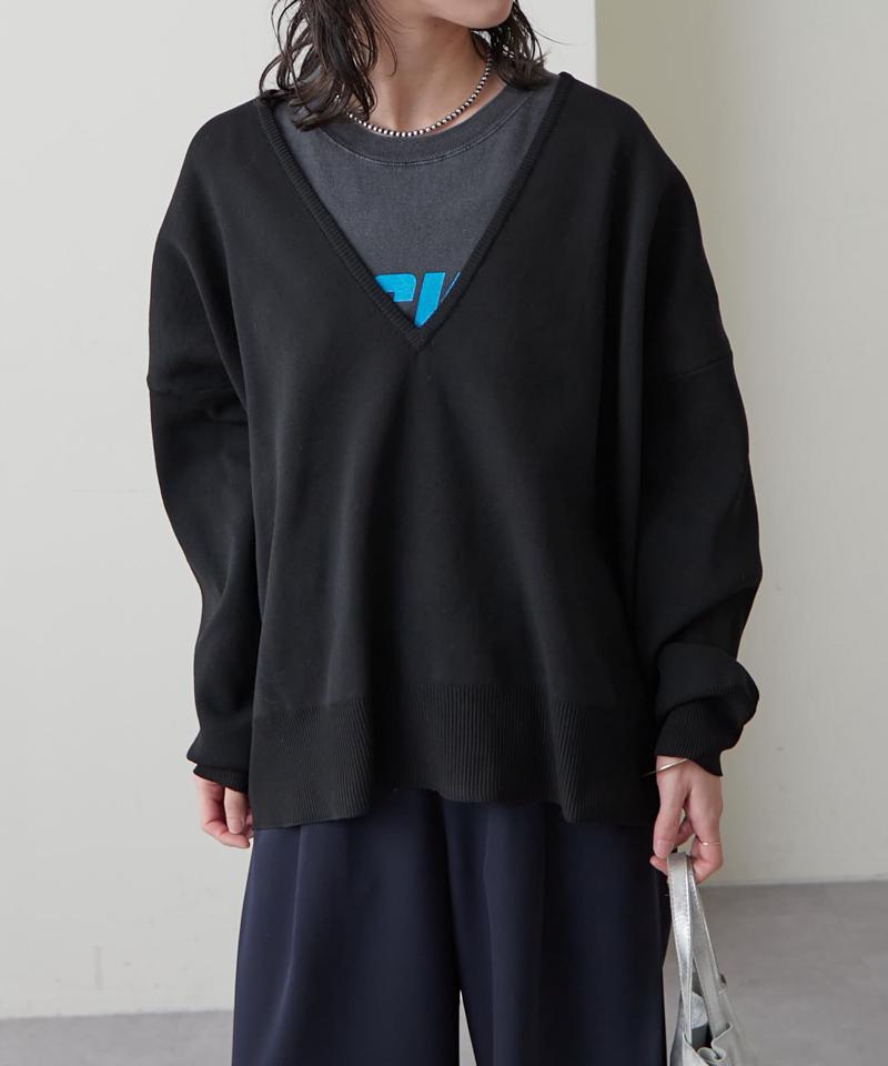 【華奢見えニット◎】Vネックニット