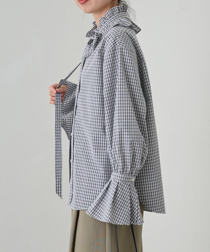 【セレモニースタイルにも活躍◎】フリルカラーブラウス