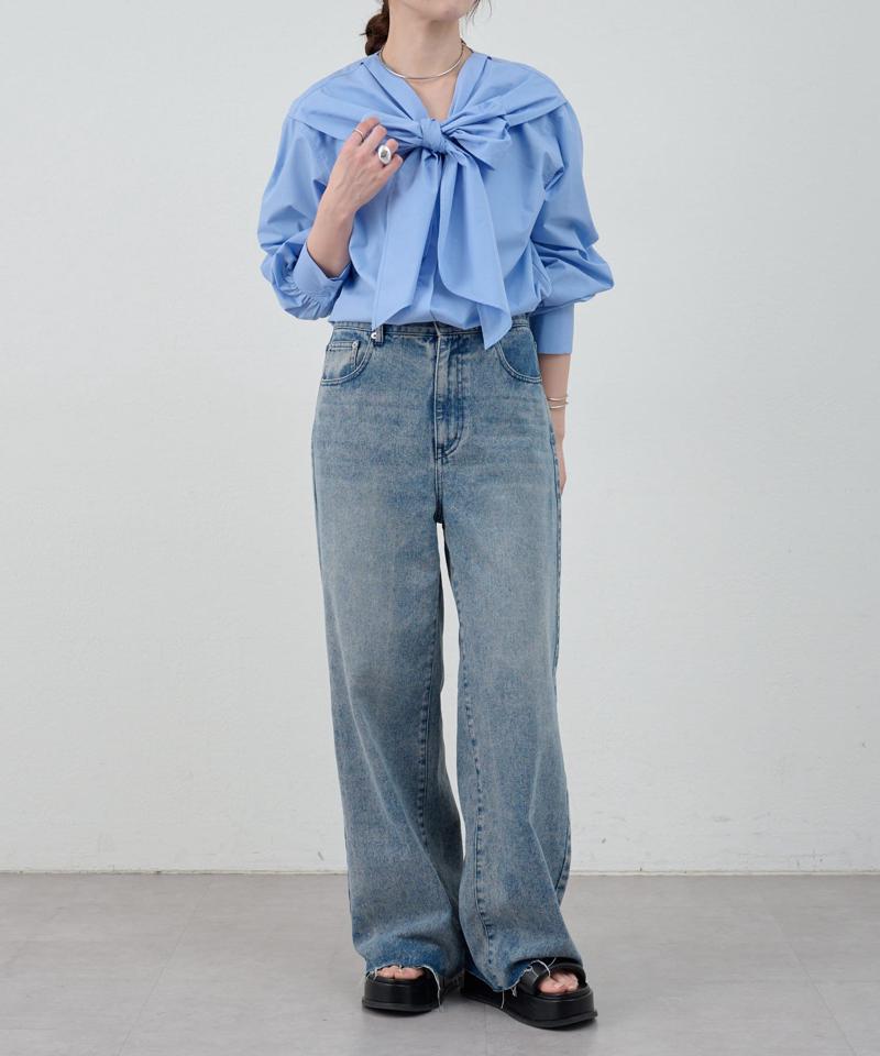 《人気の為追加生産！》《１枚で主役になる》2WAYボウタイブラウス